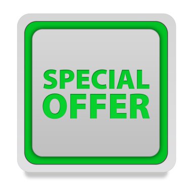 Özel Fırsat kare simgesi beyaz arka plan üzerinde