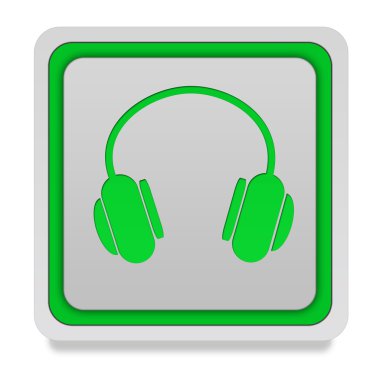 Beyaz arka plan üzerinde kulaklık kare simgesi