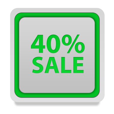 Satışı yüzde kırk kare simgesi beyaz arka plan üzerinde