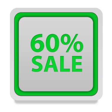 Satışı yüzde altmış kare simgesi beyaz arka plan üzerinde