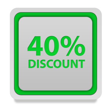 Yüzde kırk kare simgesi beyaz arka plan üzerinde indirim