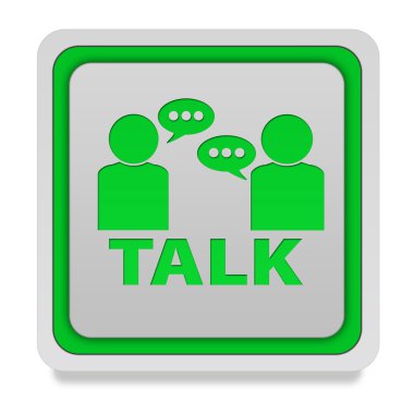 Kare simgesi beyaz arka plan üzerinde konuşmak