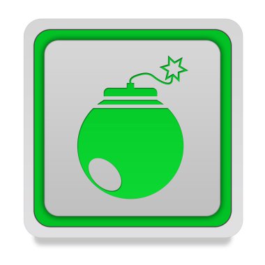 Beyaz arka plan üzerinde bomba kare simgesi