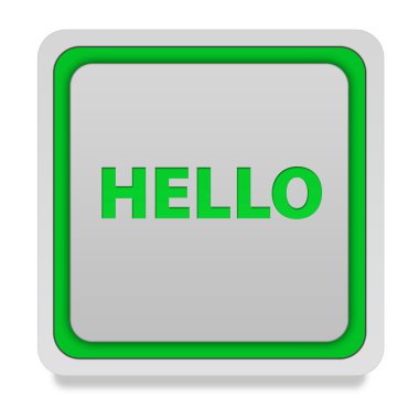 Beyaz arka plan üzerinde kare simgesi Merhaba