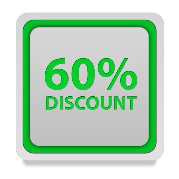 Discount sixty percent square icon on white background — Stock Photo, Image