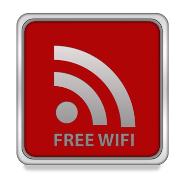 Ücretsiz Wi-Fi kare simgesi beyaz arka plan üzerinde