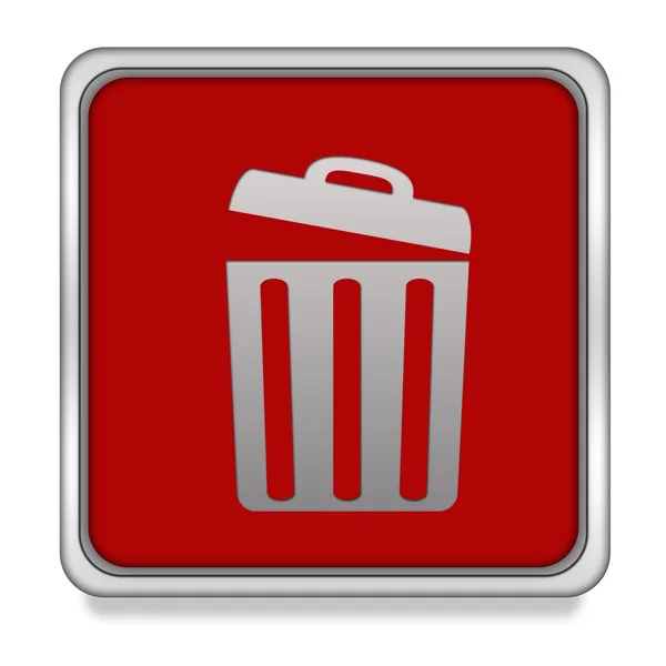 Lata de lixo ícone quadrado no fundo branco — Fotografia de Stock