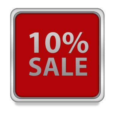 Satışı yüzde on kare simgesi beyaz arka plan üzerinde