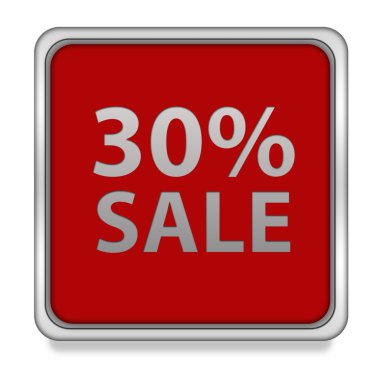 Beyaz arka plan üzerinde satış % 30'u kare simgesi
