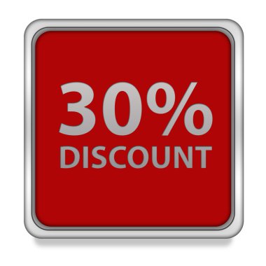 % 30'u kare simgesi beyaz arka plan üzerinde indirim