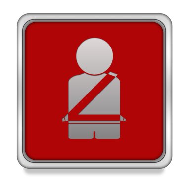 Emniyet kemeri kare simgesi beyaz arka plan üzerinde