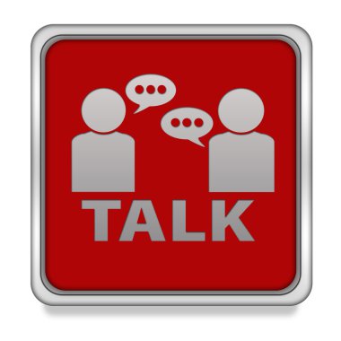 Kare simgesi beyaz arka plan üzerinde konuşmak