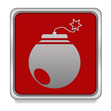 Beyaz arka plan üzerinde bomba kare simgesi