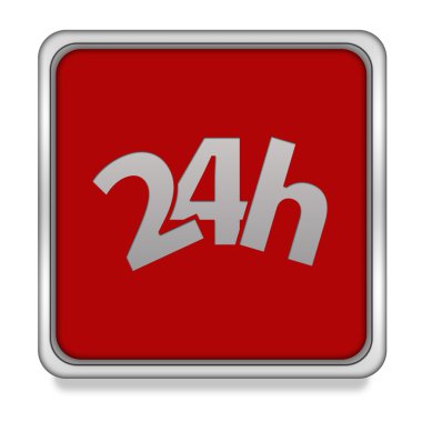 24 Saat simgesi beyaz arka plan üzerinde kare