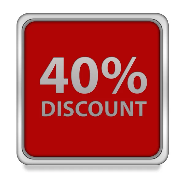 Discount forty percent square icon on white background — Stock Photo, Image