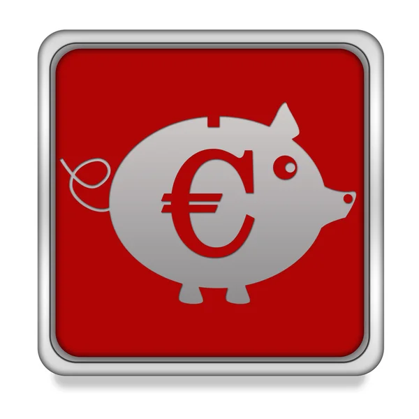 Euro cerdo icono cuadrado sobre fondo blanco —  Fotos de Stock