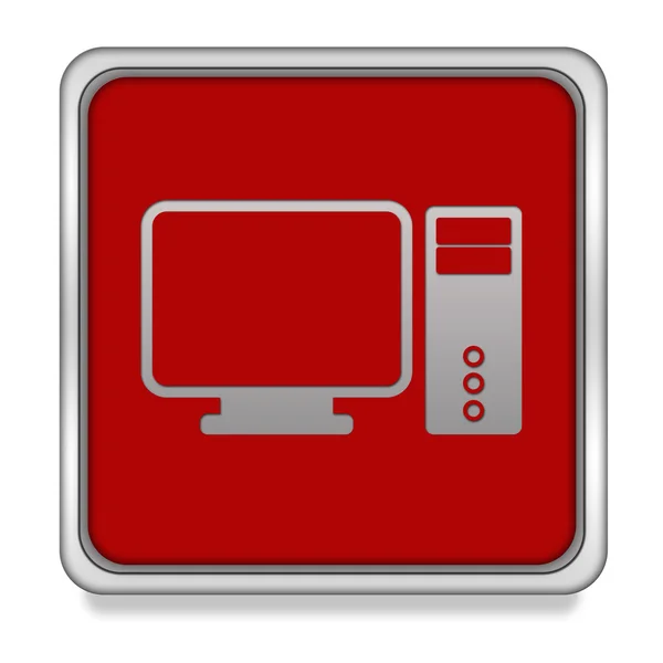 Čtvercová ikona počítače na bílém pozadí — Stock fotografie