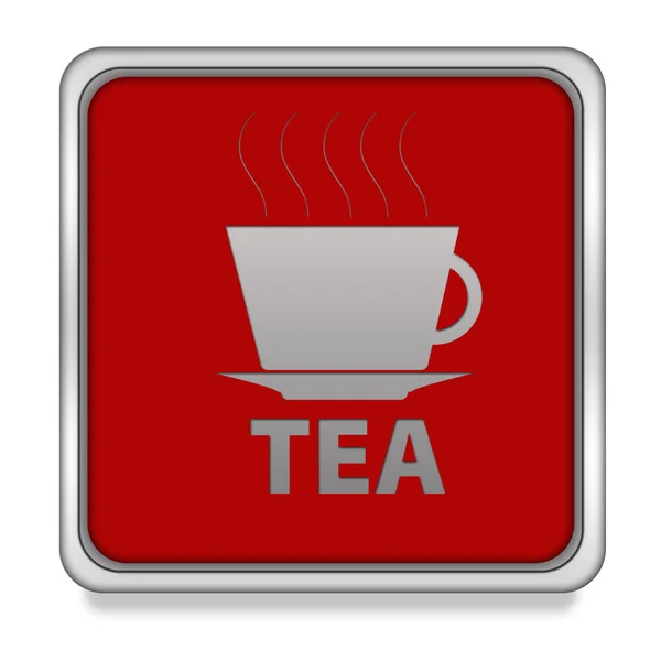 Beyaz arka plan üzerinde çay kare simgesi — Stok fotoğraf