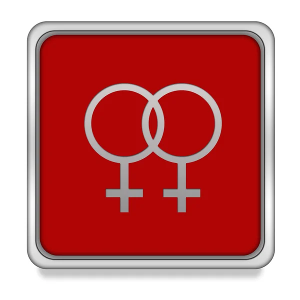 Beyaz arka plan üzerinde lezbiyen kare simgesi — Stok fotoğraf