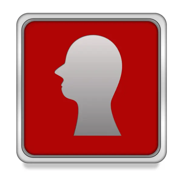 Head silhoulette čtvercovou ikonu na bílém pozadí — Stock fotografie