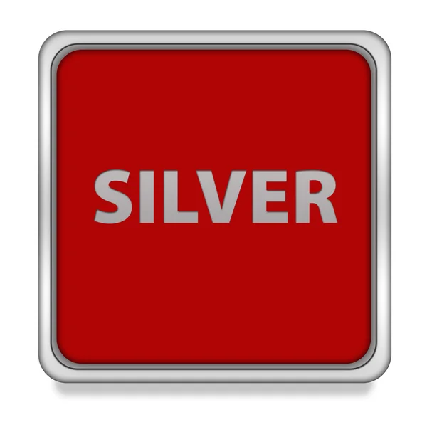 Icona quadrata argento su sfondo bianco — Foto Stock