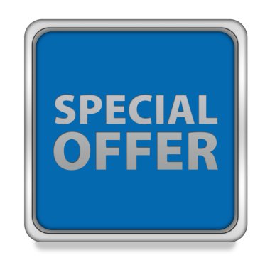 Özel Fırsat kare simgesi beyaz arka plan üzerinde