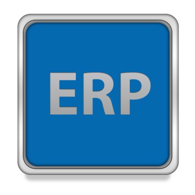 Beyaz arka plan üzerinde ERP kare simgesi