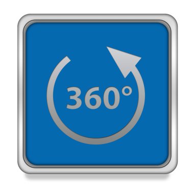 Beyaz arka plan üzerinde 360 derece kare simgesi