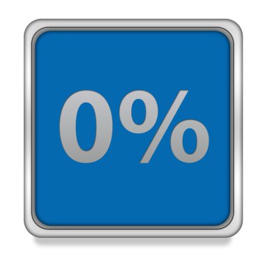 Beyaz arka plan üzerinde yüzde sıfır kare simgesi