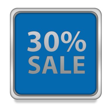 Beyaz arka plan üzerinde satış % 30'u kare simgesi