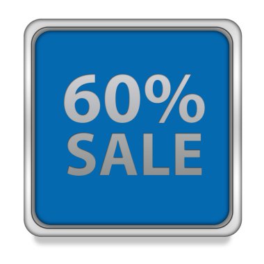 Satışı yüzde altmış kare simgesi beyaz arka plan üzerinde