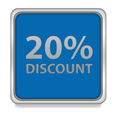 % 20'si kare simgesi beyaz arka plan üzerinde indirim