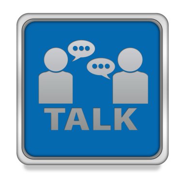 Kare simgesi beyaz arka plan üzerinde konuşmak