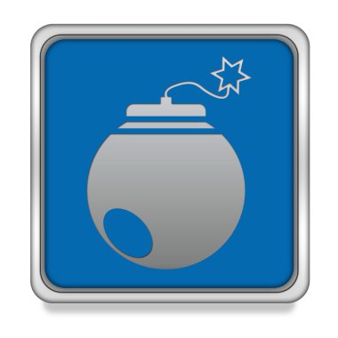 Beyaz arka plan üzerinde bomba kare simgesi