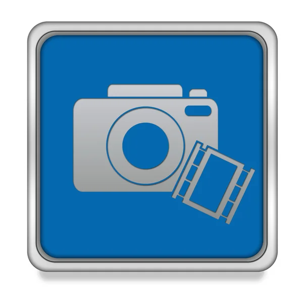 Câmera ícone quadrado no fundo branco — Fotografia de Stock