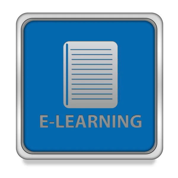 E-learning τετράγωνο εικονίδιο σε άσπρο φόντο — Φωτογραφία Αρχείου