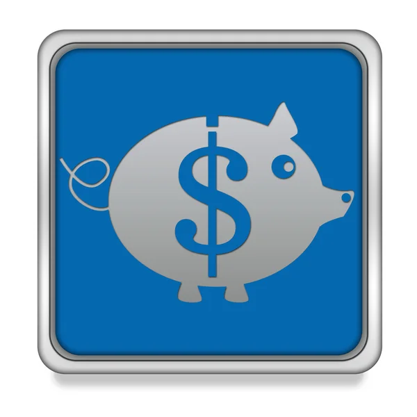 Dollar pig square icon on white background — Stock Photo, Image