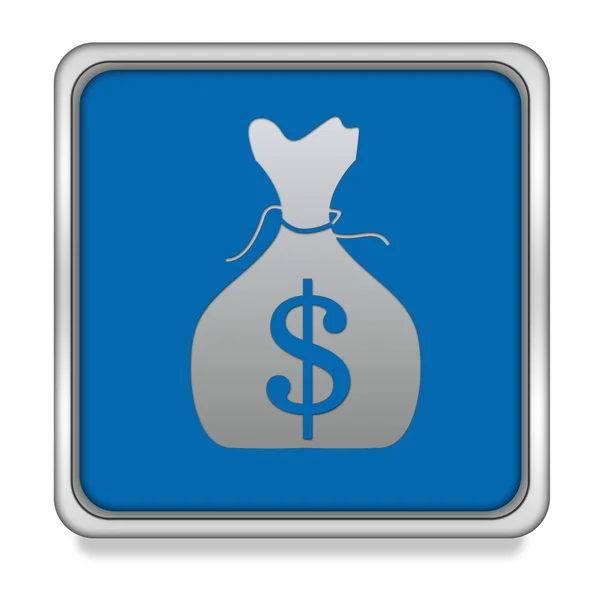 Dollar money bag square icon on white background — Stock Photo, Image