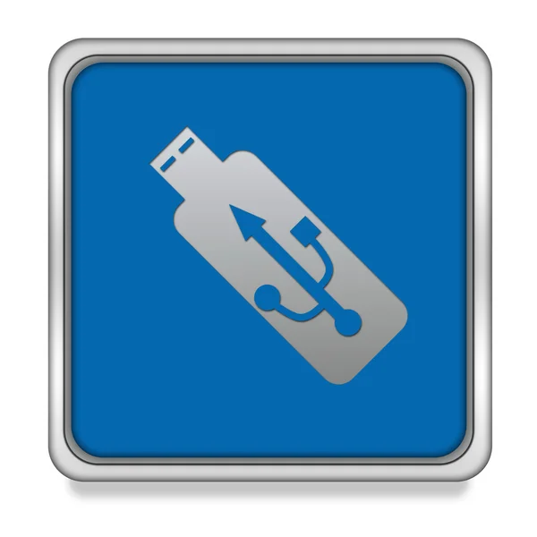 Τετράγωνο εικονίδιο USB σε άσπρο φόντο — Φωτογραφία Αρχείου