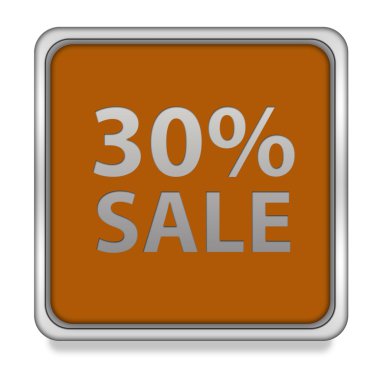 Beyaz arka plan üzerinde satış % 30'u kare simgesi