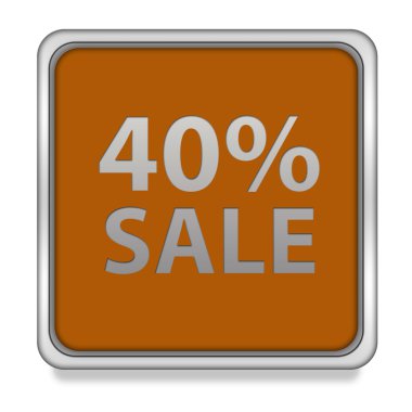 Satışı yüzde kırk kare simgesi beyaz arka plan üzerinde