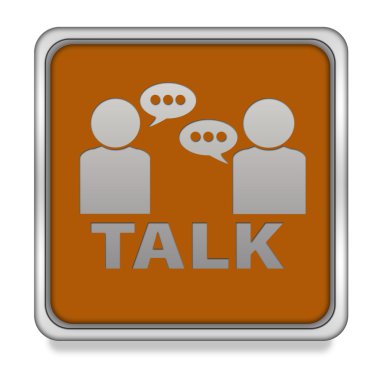 Kare simgesi beyaz arka plan üzerinde konuşmak