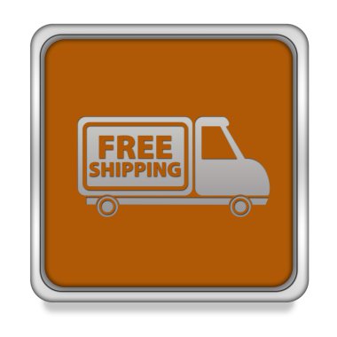 Kare simgesi beyaz arka plan üzerinde ücretsiz kargo