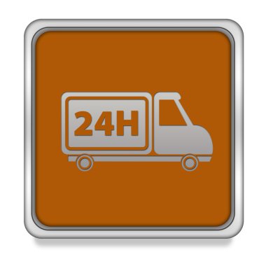 24 Saat simgesi beyaz arka plan üzerinde kare