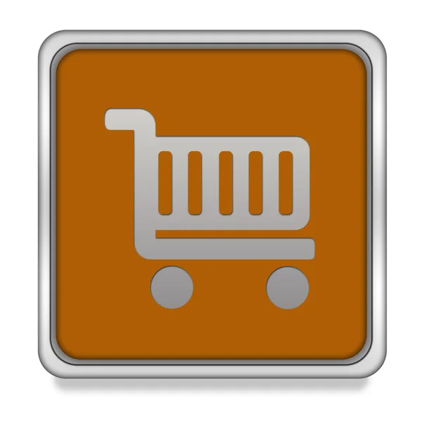 Shopping cart square icon on white background — Stock Photo, Image