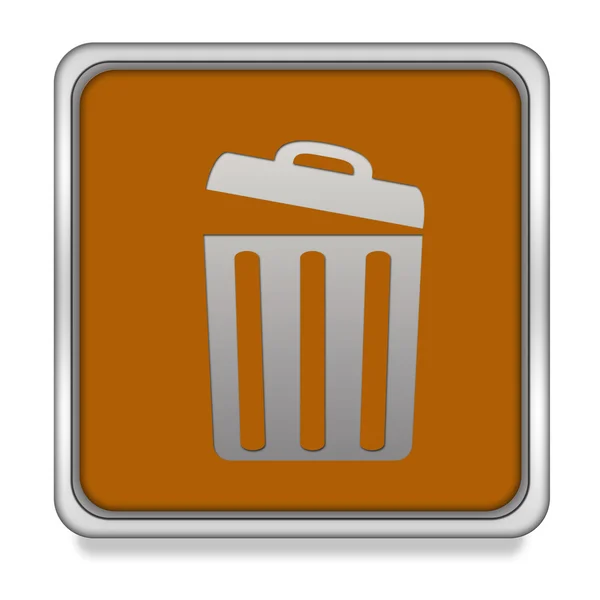 Trash can square icon on white background — Stock Photo, Image