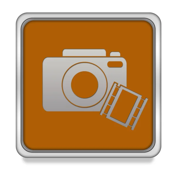 Čtvercová ikona kamery na bílém pozadí — Stock fotografie