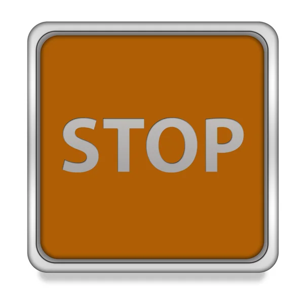 Stop vierkante pictogram op witte achtergrond — Stockfoto