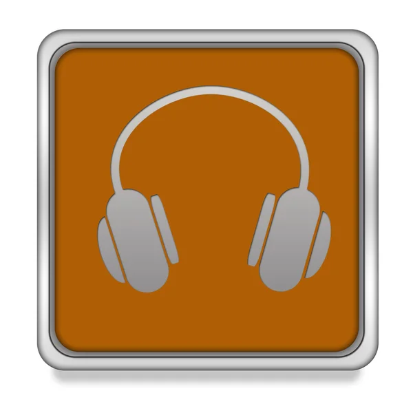 Zestaw słuchawkowy ikona kwadrat na białym tle — Zdjęcie stockowe