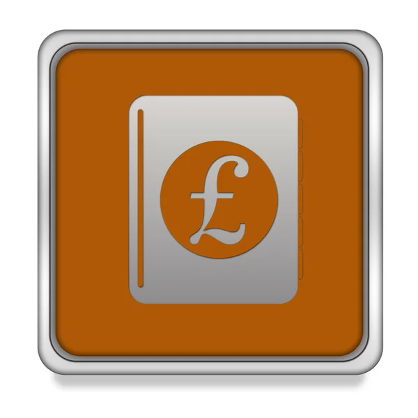 Libra livro de dinheiro ícone quadrado no fundo branco — Fotografia de Stock